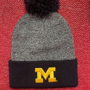 Gray and Black Beanie with Yellow Michigan Logo